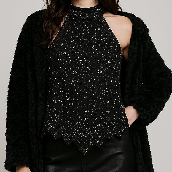 Black Halter Women's Blouse 100% Silk - Picture 8 of 8